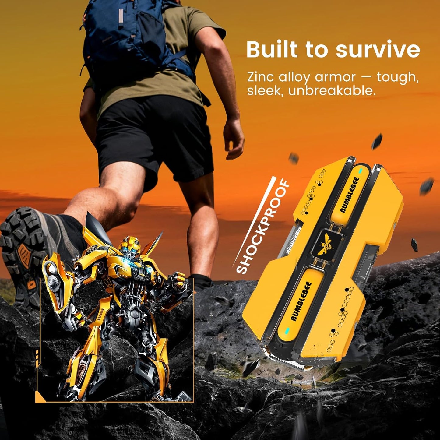 Bumblebee Official Bluetooth 5.4 Headphones, Wireless Earbuds with ENC Noise Cancelling Mic | Durable Alloy Earbud Case | Immersive Soundfor Gaming & Commute | Yellow