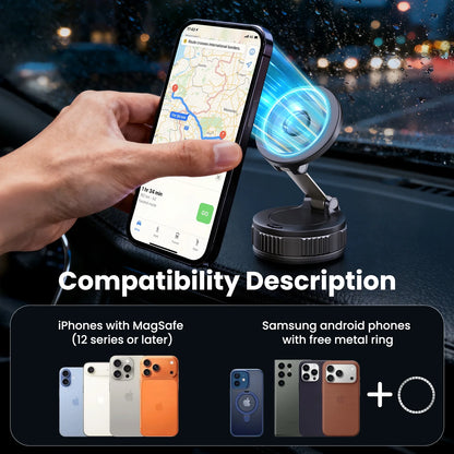 Mag-Safe 360° Adjustable Car Phone Mount - Compatible with iPhone 17 Pro Max, 16, 15, 14, 13, 12, and Air Plus - Essential Car Accessories
