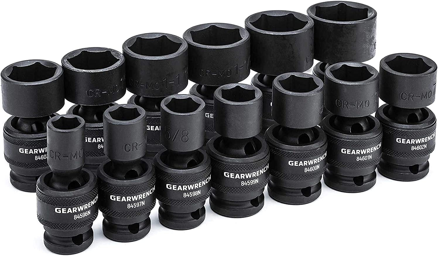 GEARWRENCH 13-Piece 1/2" Drive 6-Point Standard Universal Impact Socket Set, SAE - Model 84938N