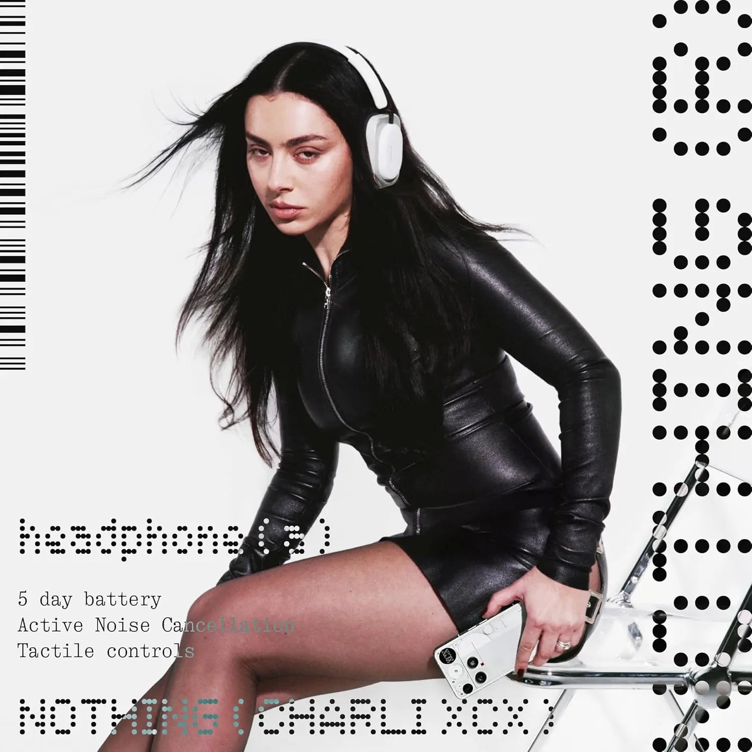 Charli XCX Nothing Headphones (A) - Environmental Adaptive ANC, Personalized Spatial Audio, LDAC & Hi-Res Certification, USB-C Lossless Audio Support, Up to 135 Hours Playtime, Bluetooth Headset in White