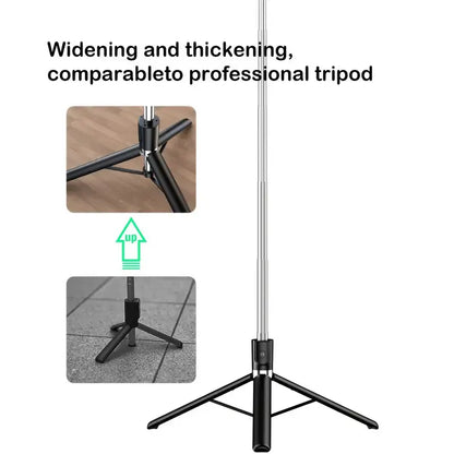 68-Inch Retractable Selfie Stick and Professional Floor Tripod for Live Streaming, Featuring Wireless Remote, 360° Rotation, and Stable Anti-Shake Design; Perfect for Travel Vlogs and Outdoor Streaming, Compatible with iPhone and Android Smartphones