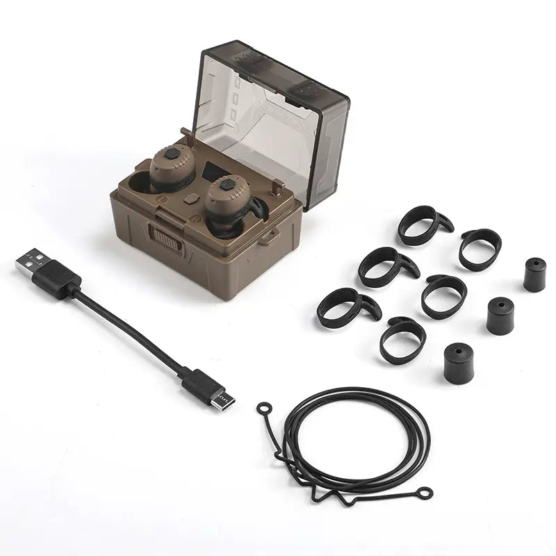 ARM NEXT Fieldops Tactical Earbuds E30 - Bluetooth Hearing Protection with 31dB Noise Reduction, Sound Pickup, 50 Hours Playtime, and LED Display for Outdoor Activities and Shooting