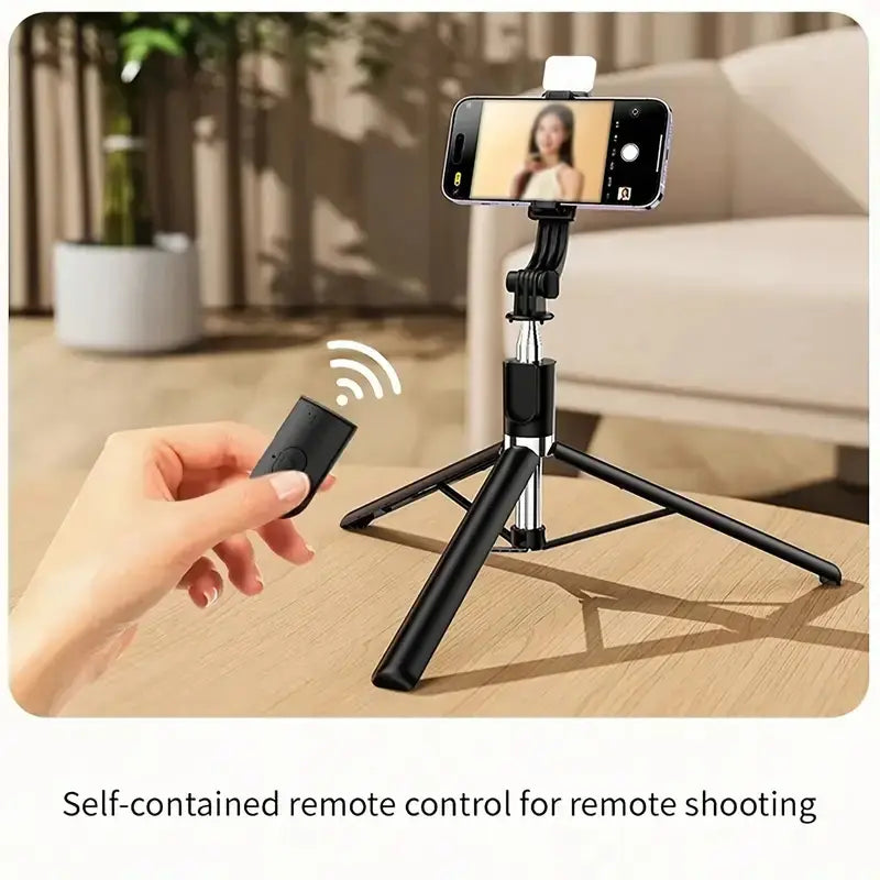 68-Inch Retractable Selfie Stick and Professional Floor Tripod for Live Streaming, Featuring Wireless Remote, 360° Rotation, and Stable Anti-Shake Design; Perfect for Travel Vlogs and Outdoor Streaming, Compatible with iPhone and Android Smartphones