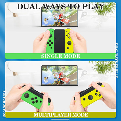 Wireless Joypad L/R Controller for Nintendo Switch - Green/Yellow Ergonomic Dual Vibration Motion Bluetooth Game Controller by Summerwins