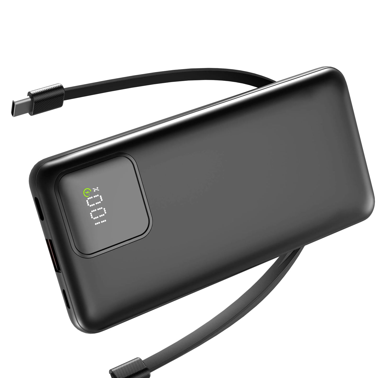 Portable Charger with Built-In Cables, 22.5W Fast Charging, 10000Mah Slim Power Bank for Iphone, Samsung, Google Pixel, LG, Moto, Ipad, USB-C & Micro USB Devices