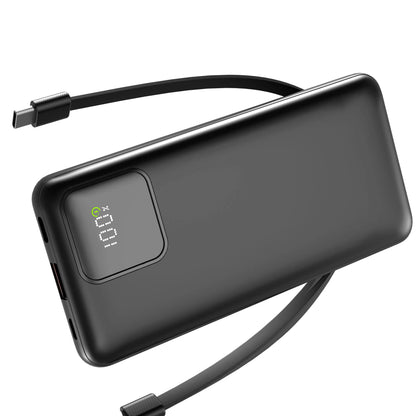 Portable Charger with Built-In Cables, 22.5W Fast Charging, 10000Mah Slim Power Bank for Iphone, Samsung, Google Pixel, LG, Moto, Ipad, USB-C & Micro USB Devices