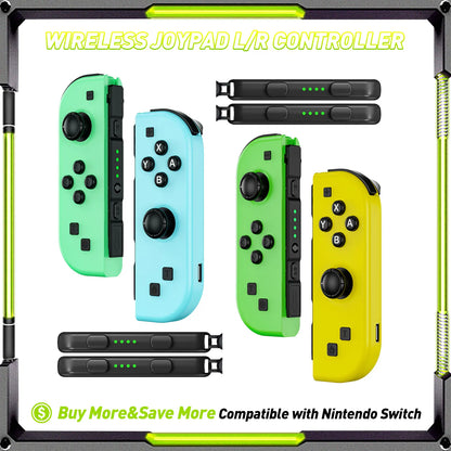 Wireless Joypad L/R Controller for Nintendo Switch - Green/Yellow Ergonomic Dual Vibration Motion Bluetooth Game Controller by Summerwins