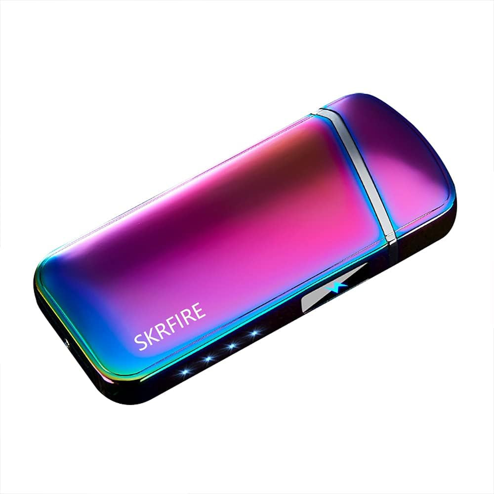 Electric Windproof Plasma Lighter with Dual Arc and Rechargeable USB, Featuring Rhythmic Flashing Battery Indicator (Magic)