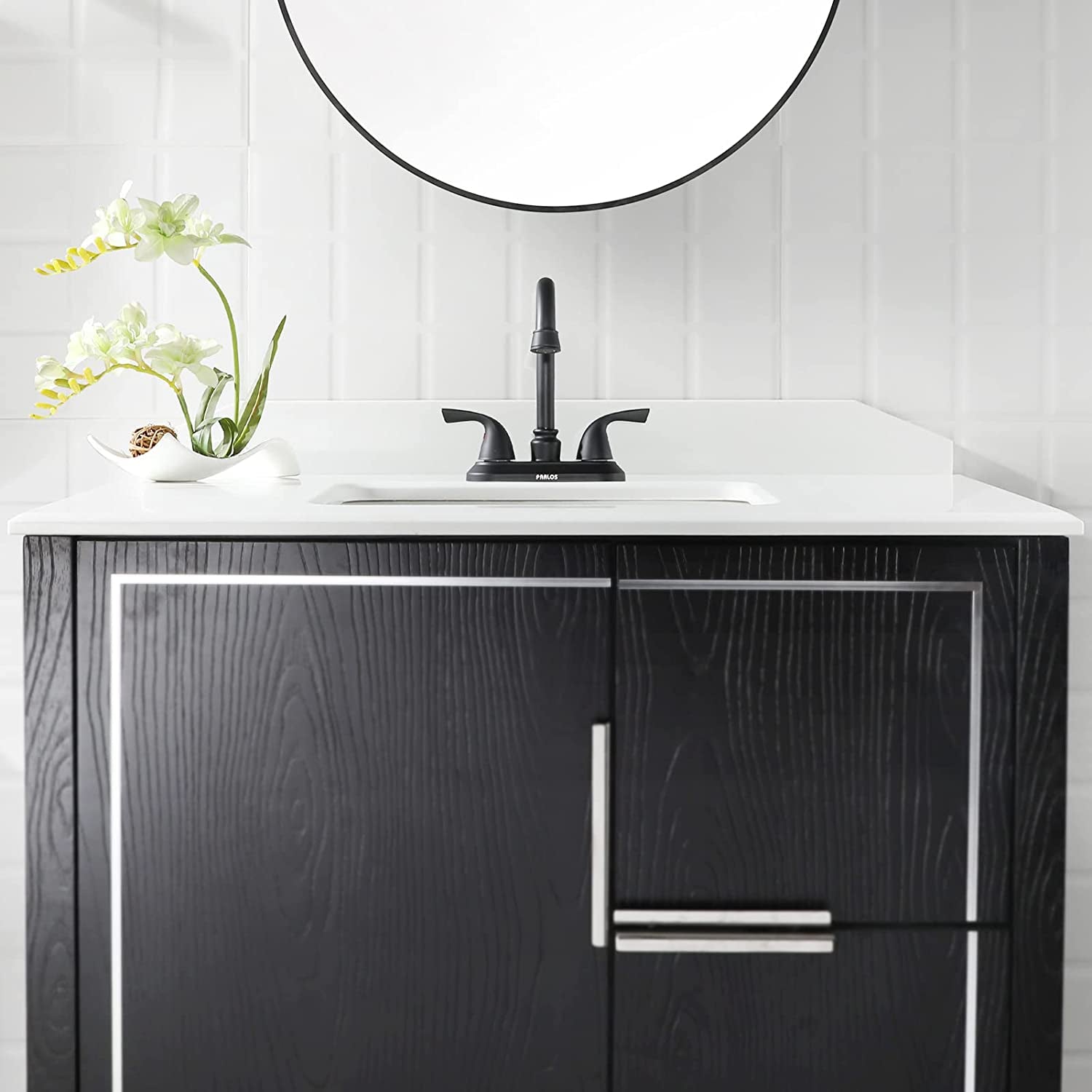 Matte Black 2-Handle Bathroom Faucet with Metal Drain Assembly and Supply Lines, NSF and CUPC Certified, Model 1359104