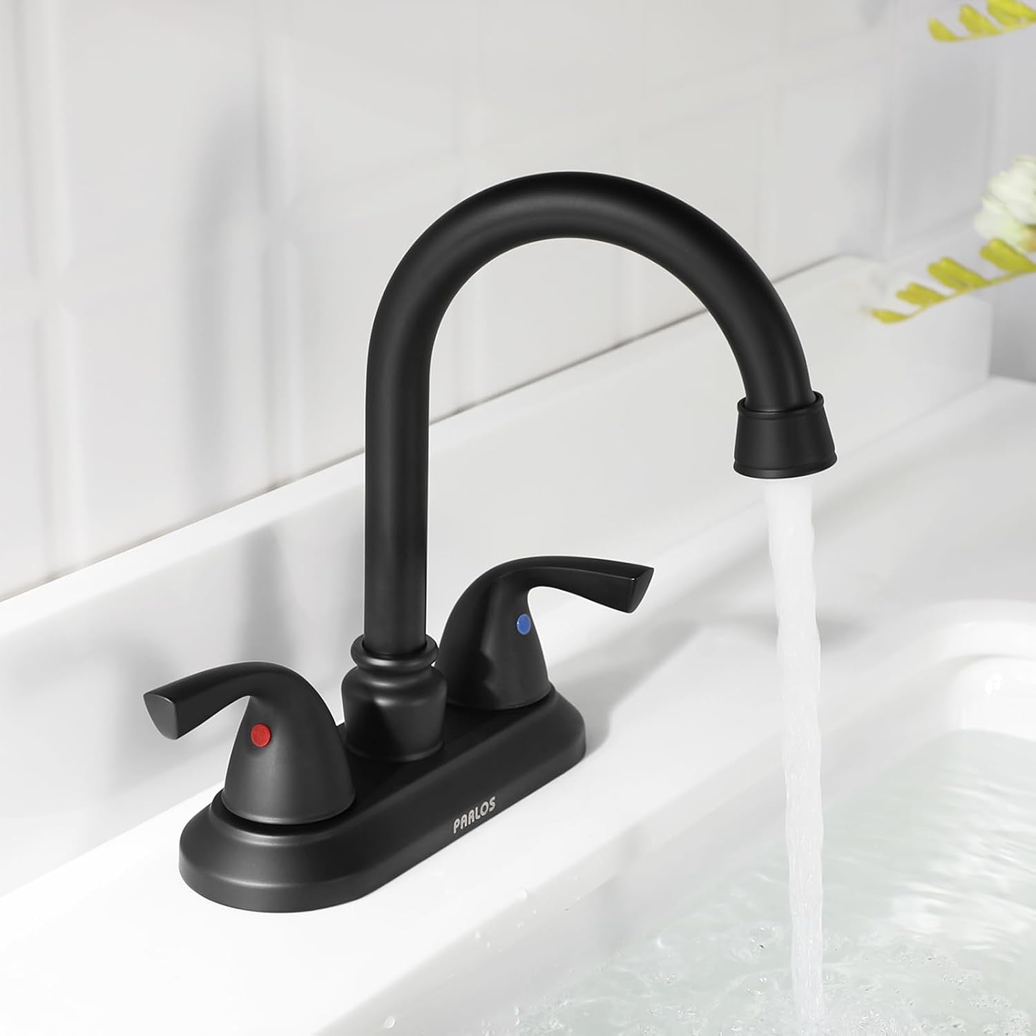 Matte Black 2-Handle Bathroom Faucet with Metal Drain Assembly and Supply Lines, NSF and CUPC Certified, Model 1359104