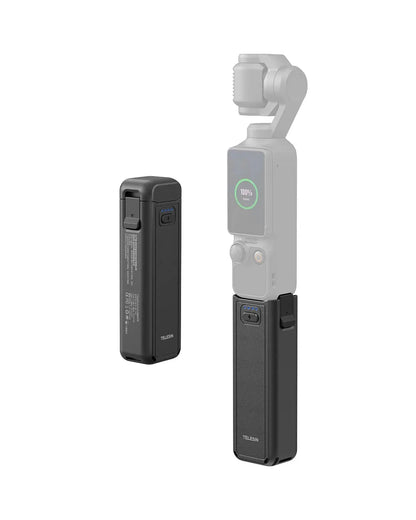 TELESIN Extended Battery Grip with Tripod for Xtra Muse and DJI Osmo Pocket 4/3, 5000mAh Capacity, 1.3X Runtime Extension, Supports Charging During Use, Compact Design for Travel and Vlogging