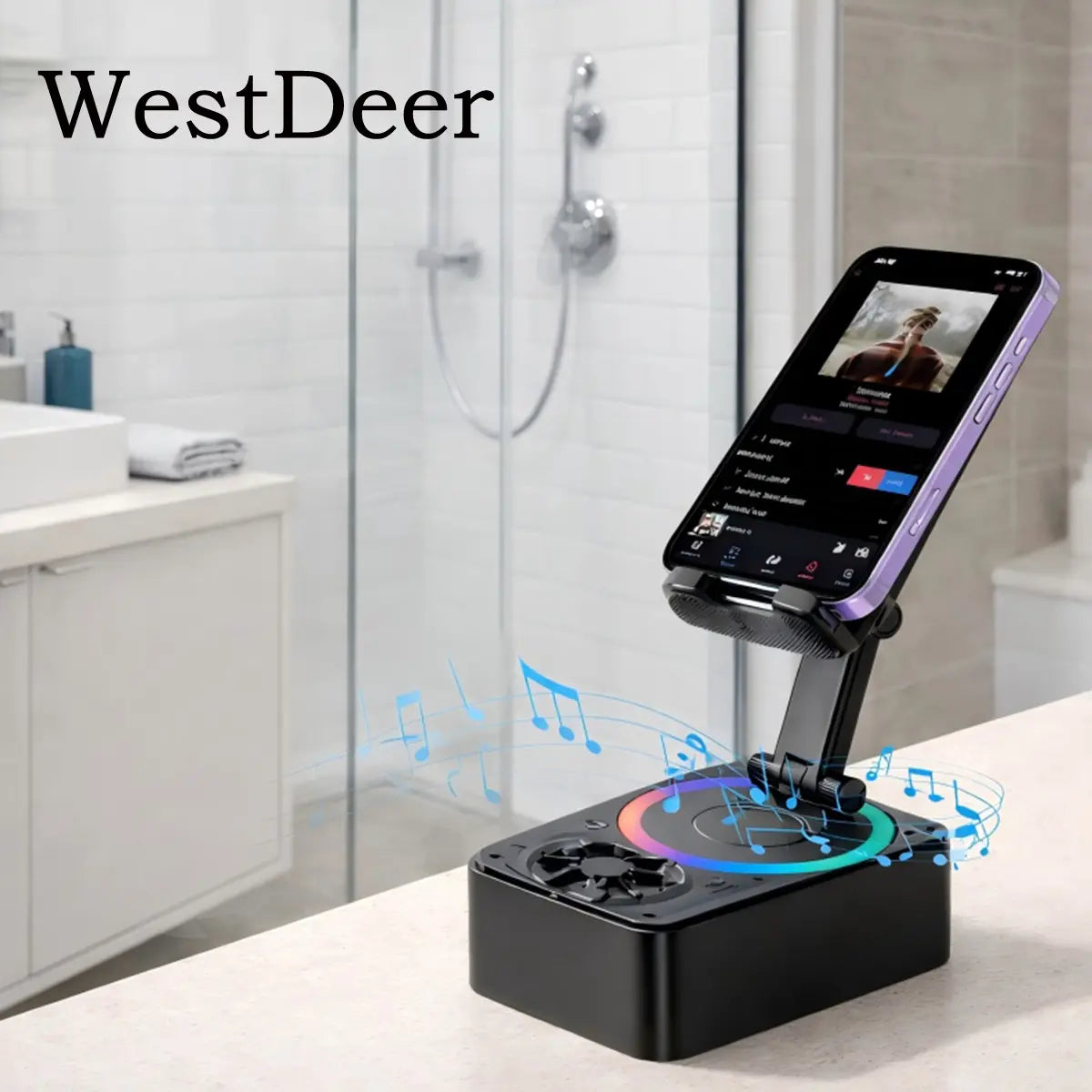5-in-1 Wireless Bluetooth Audio Speaker with 3000mAh USB Charger, Colorful Lighting, and Device Stand for iPhones and Tablets