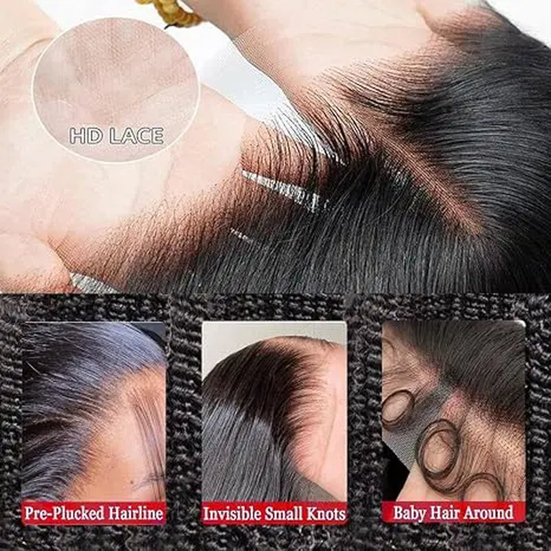 Haloqueen 34-Inch Women's Brazilian Virgin Human Hair Lace Front Wig - 13X4 Pre-Plucked Frontal with Natural Baby Hair, 200 Density Deep Wavy Wet and Wavy in Natural Color - $75.90