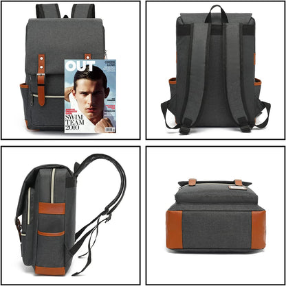 Professional Slim Laptop Backpack for Men and Women, Tear-Resistant Travel Daypack Fits Up to 15.6 Inch Laptops in Charcoal Black