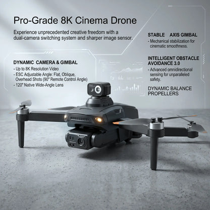 YCMDCGIE 8K Professional GPS Drone with Advanced 3-Way AI Obstacle Avoidance, Foldable Quadcopter Design, Enhanced Display, Brushless Motor, and 50 Minutes Flight Time