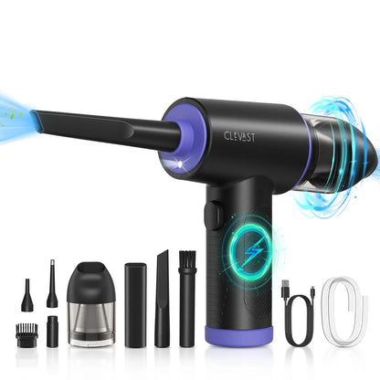 CLEVAST Compressed Air Duster – Super Power Cordless Electric Mini Air Blower, 130,000 RPM Brushless Motor, Stepless Speed Control, Rechargeable for PC, Keyboard, Car, Electronics Cleaning Kit