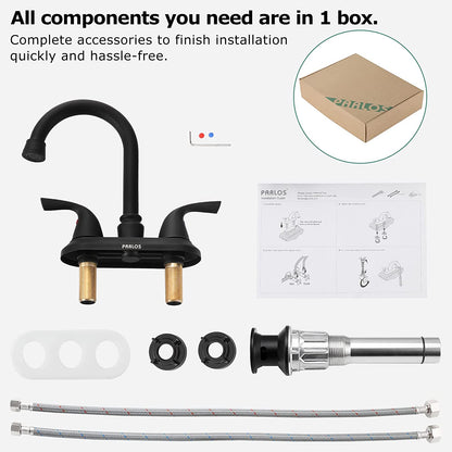 Matte Black 2-Handle Bathroom Faucet with Metal Drain Assembly and Supply Lines, NSF and CUPC Certified, Model 1359104
