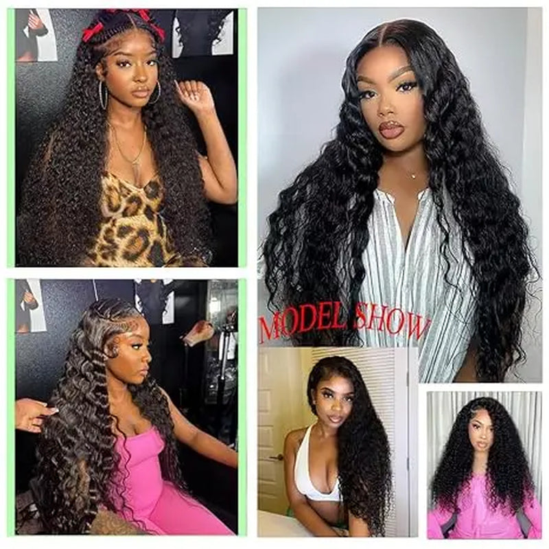 Haloqueen 34-Inch Women's Brazilian Virgin Human Hair Lace Front Wig - 13X4 Pre-Plucked Frontal with Natural Baby Hair, 200 Density Deep Wavy Wet and Wavy in Natural Color - $75.90