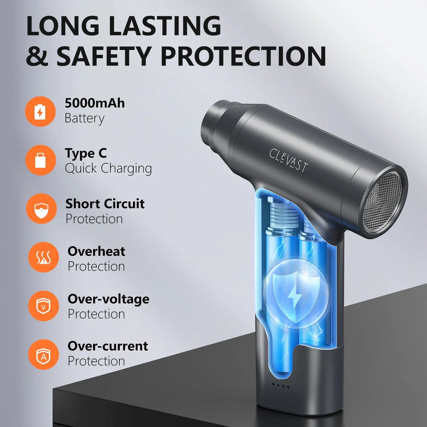 CLEVAST Compressed Air Duster – Super Power Cordless Electric Mini Air Blower, 130,000 RPM Brushless Motor, Stepless Speed Control, Rechargeable for PC, Keyboard, Car, Electronics Cleaning Kit