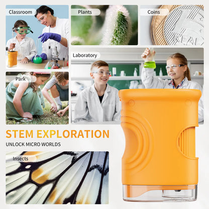 1000X Handheld Digital Microscope with 4K 2'' IPS Display, USB-Powered Portable Microscope for Educational Purposes, Ideal STEM Gift for Children Ages 3-12