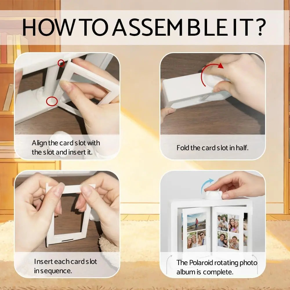 Rotating Film Frame Flip Album - 24 Capacity, Customizable Display Holder for Cards and Desktop Décor, Perfect Gift for Collectors