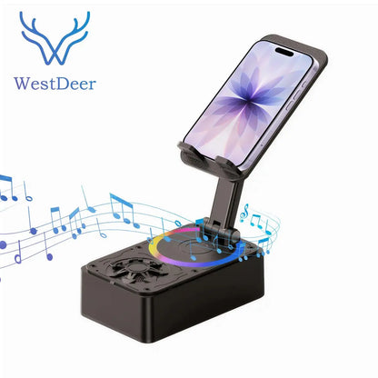 5-in-1 Wireless Bluetooth Audio Speaker with 3000mAh USB Charger, Colorful Lighting, and Device Stand for iPhones and Tablets