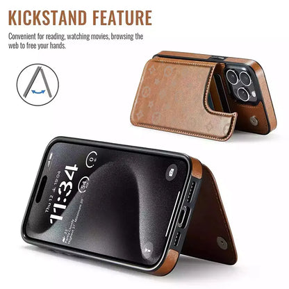 Luxury Floral Print Leather Phone Case for iPhone 17/16/15/14/13 Pro Max - Durable PU Wallet with Credit Card Holder, Shockproof and Full Protection