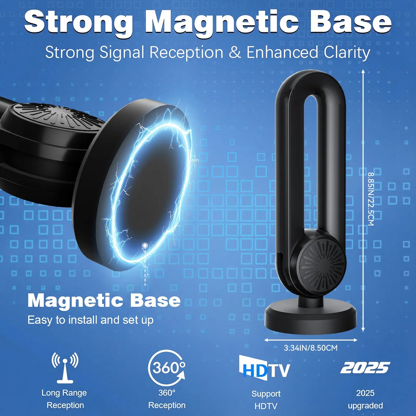 TV Antenna for Local Channels,Digital Indoor HD Antennas with Strong Magnetic Base, Easy Installation, Long Range Reception for Local Channels Summervibes