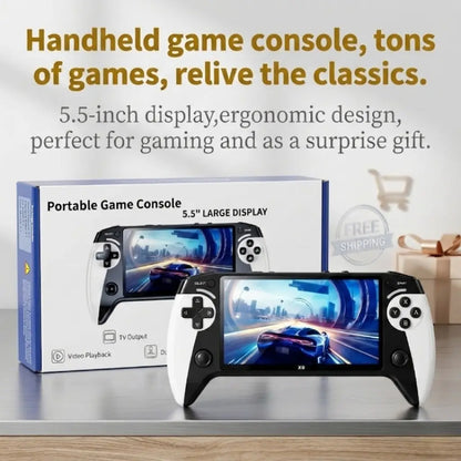 Portable Handheld Gaming Console with 5.5-Inch Display - Compatible with Thousands of Games, Ideal Gift for Any Occasion