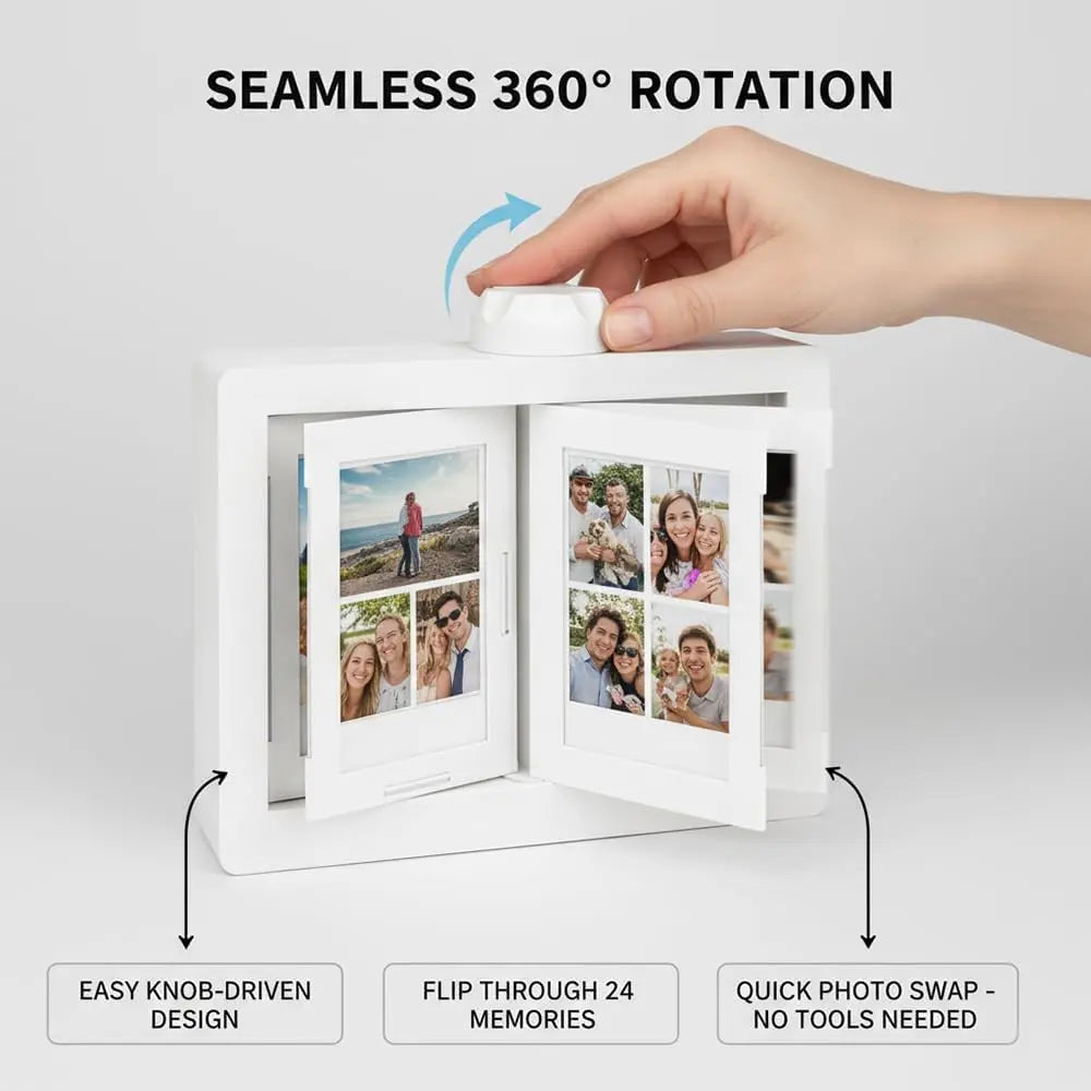 Rotating Film Frame Flip Album - 24 Capacity, Customizable Display Holder for Cards and Desktop Décor, Perfect Gift for Collectors