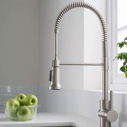 Britt Commercial-Grade Spot-Free Stainless Steel Pre-Rinse Kitchen Faucet with Deck Plate, Model KPF-1690SFS