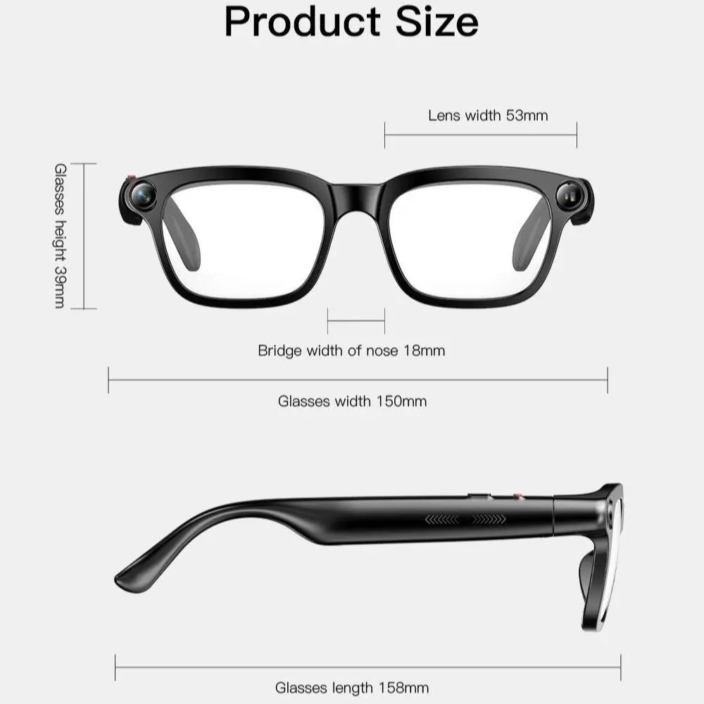 HIEHA 2026 Advanced AI Smart Glasses with 8MP Camera, Photo & Video Recording, Open-Ear HD Audio, Bluetooth Connectivity, UV Protection, and Multi-Language Translation for Travel and Outdoor Activities