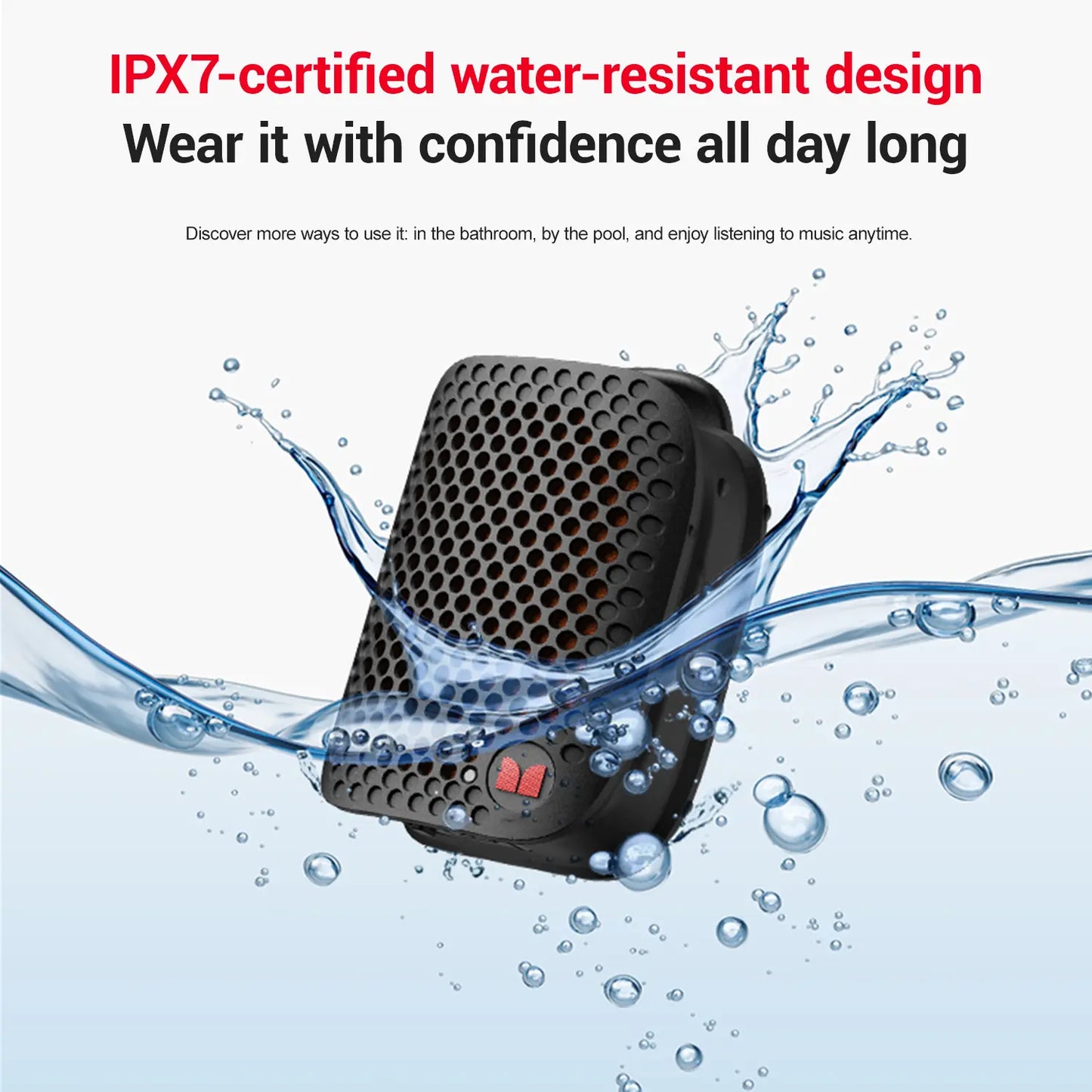 Monster M3 Portable Bluetooth Speaker - TWS Stereo Sound, IPX7 Waterproof, Magnetic Clip-On Design, Ultra-Portable 80G Wireless Speaker for Outdoor Activities, Travel, Camping, and Work