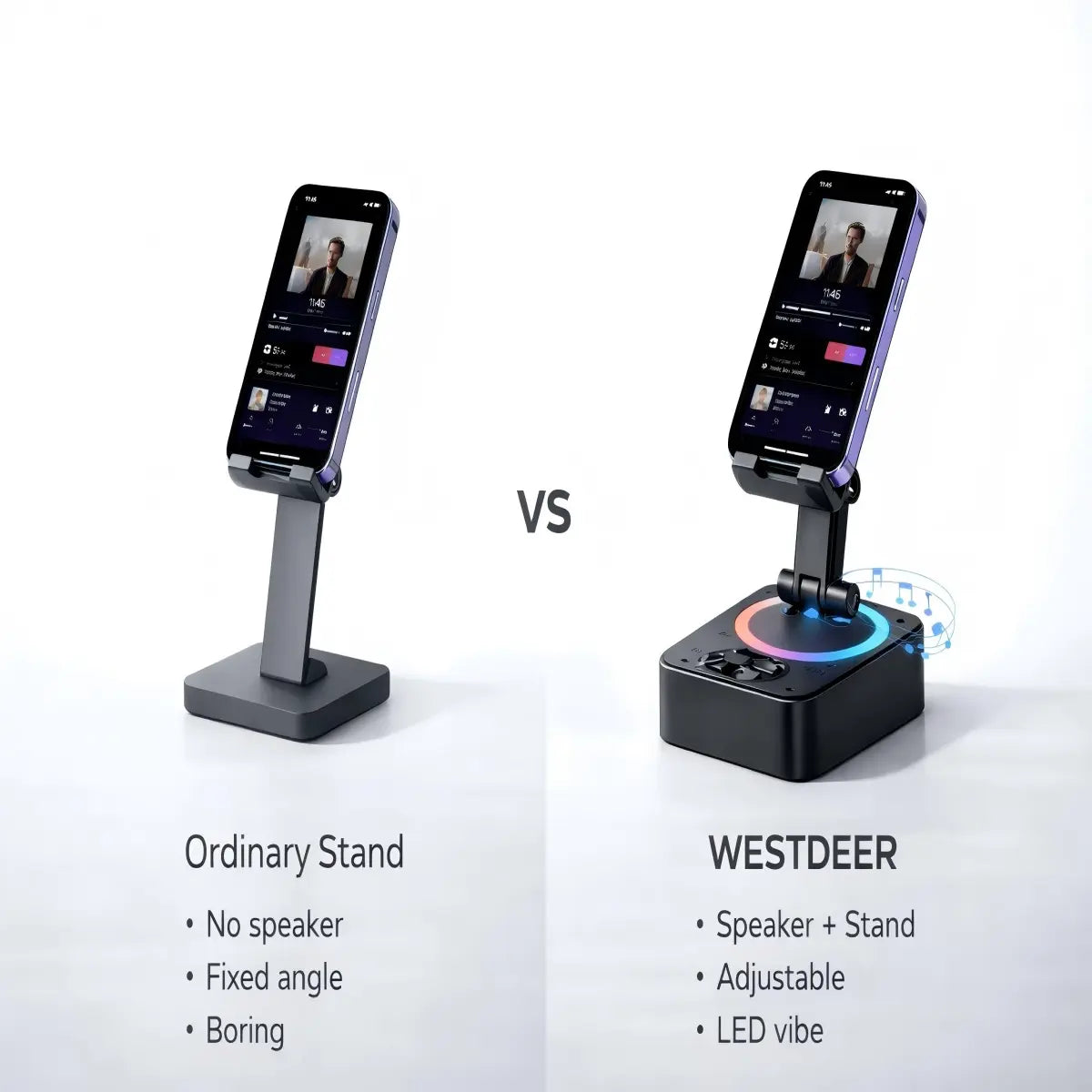 5-in-1 Wireless Bluetooth Audio Speaker with 3000mAh USB Charger, Colorful Lighting, and Device Stand for iPhones and Tablets
