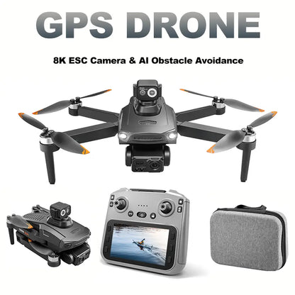 YCMDCGIE 8K Professional GPS Drone with Advanced 3-Way AI Obstacle Avoidance, Foldable Quadcopter Design, Enhanced Display, Brushless Motor, and 50 Minutes Flight Time