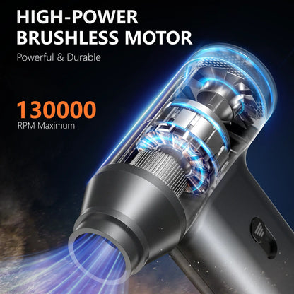 CLEVAST Compressed Air Duster – Super Power Cordless Electric Mini Air Blower, 130,000 RPM Brushless Motor, Stepless Speed Control, Rechargeable for PC, Keyboard, Car, Electronics Cleaning Kit