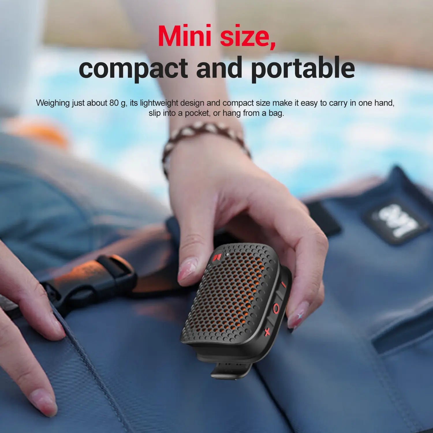 Monster M3 Portable Bluetooth Speaker - TWS Stereo Sound, IPX7 Waterproof, Magnetic Clip-On Design, Ultra-Portable 80G Wireless Speaker for Outdoor Activities, Travel, Camping, and Work