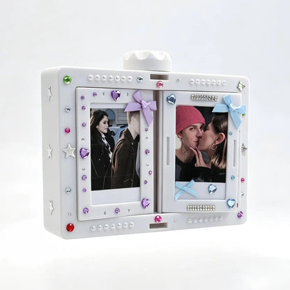 Rotating Film Frame Flip Album - 24 Capacity, Customizable Display Holder for Cards and Desktop Décor, Perfect Gift for Collectors