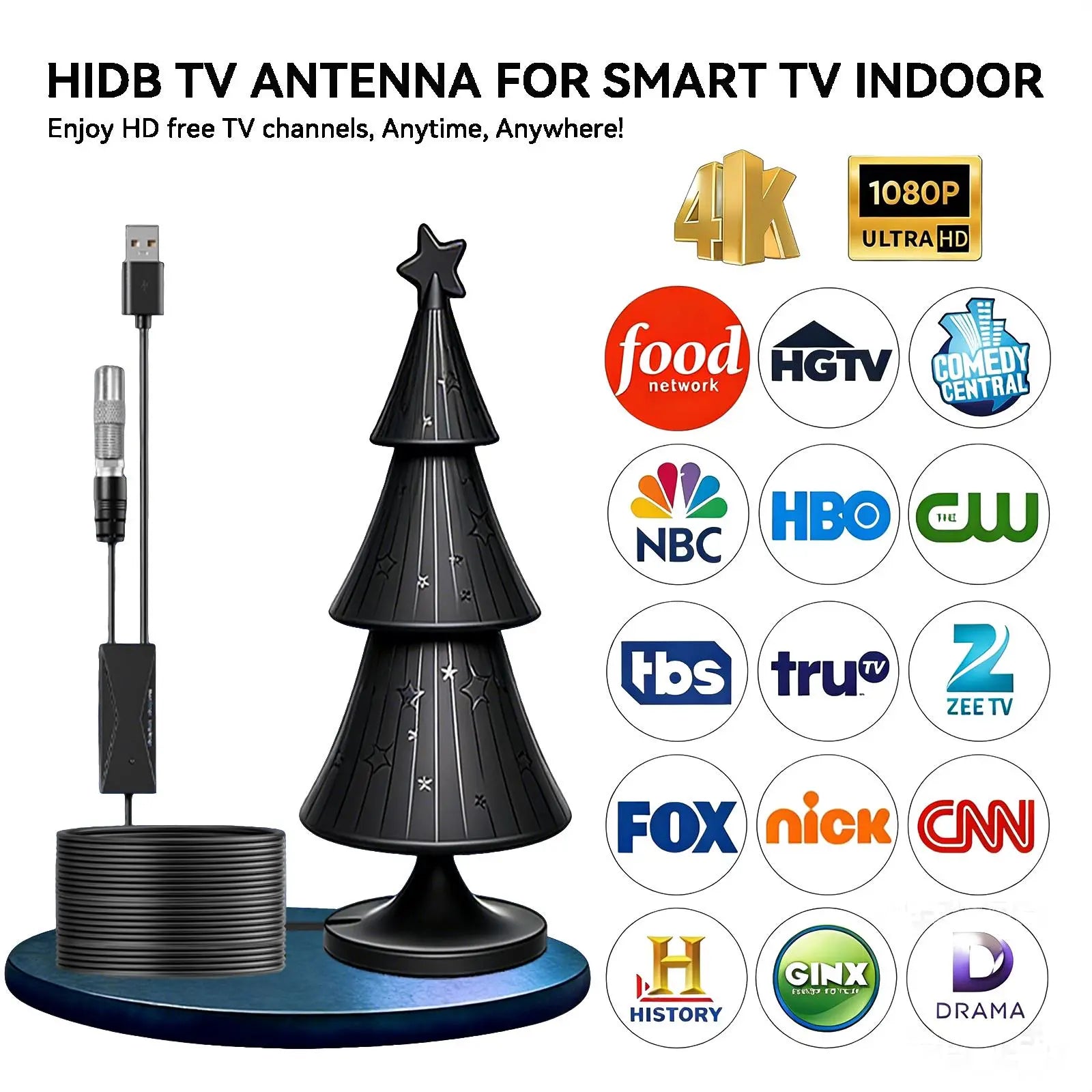 TV Antenna for Local Channels,Digital Indoor HD Antennas with Strong Magnetic Base, Easy Installation, Long Range Reception for Local Channels Summervibes