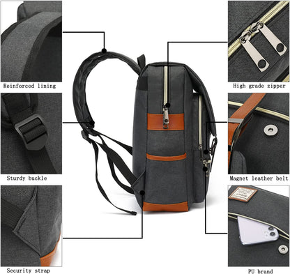 Professional Slim Laptop Backpack for Men and Women, Tear-Resistant Travel Daypack Fits Up to 15.6 Inch Laptops in Charcoal Black