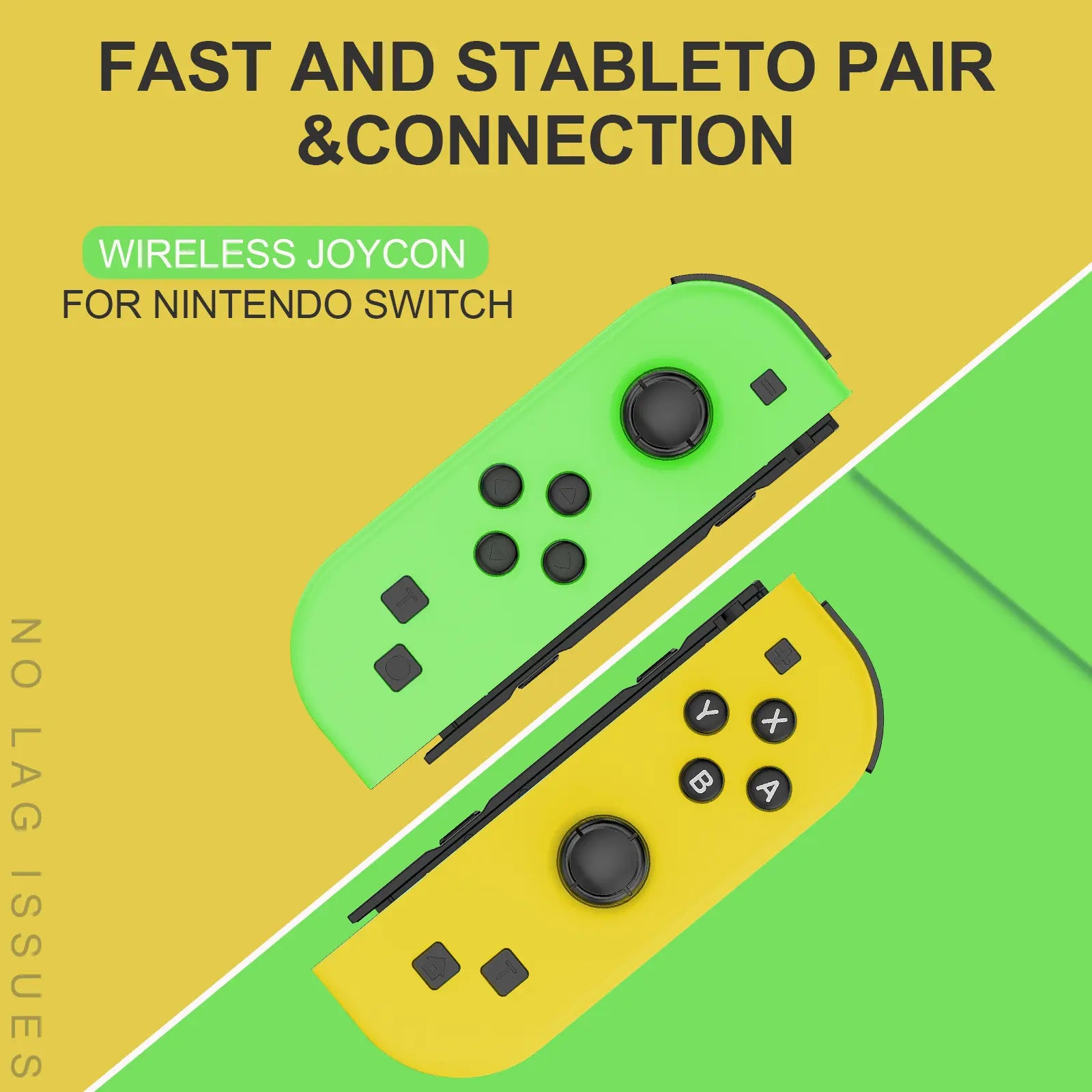 Wireless Joypad L/R Controller for Nintendo Switch - Green/Yellow Ergonomic Dual Vibration Motion Bluetooth Game Controller by Summerwins