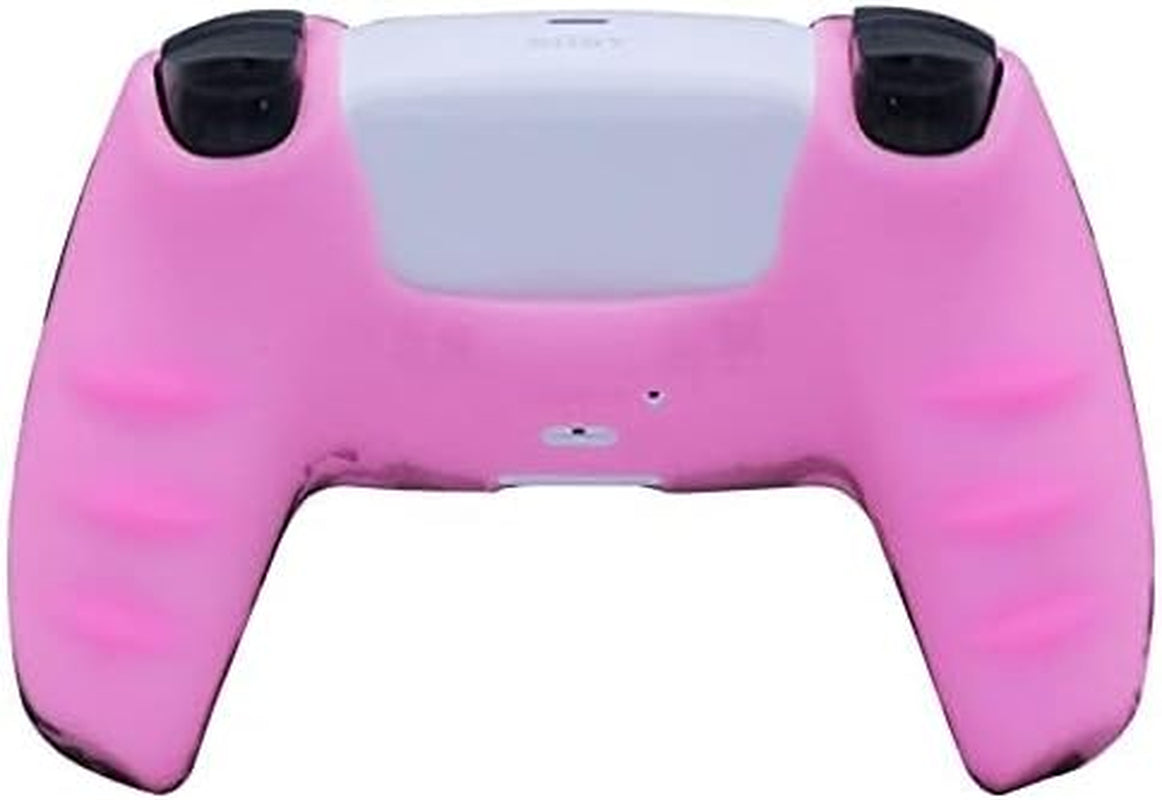 Pink Silicone Controller Skin Protector for PS5 with 8 Pro Thumb Grips