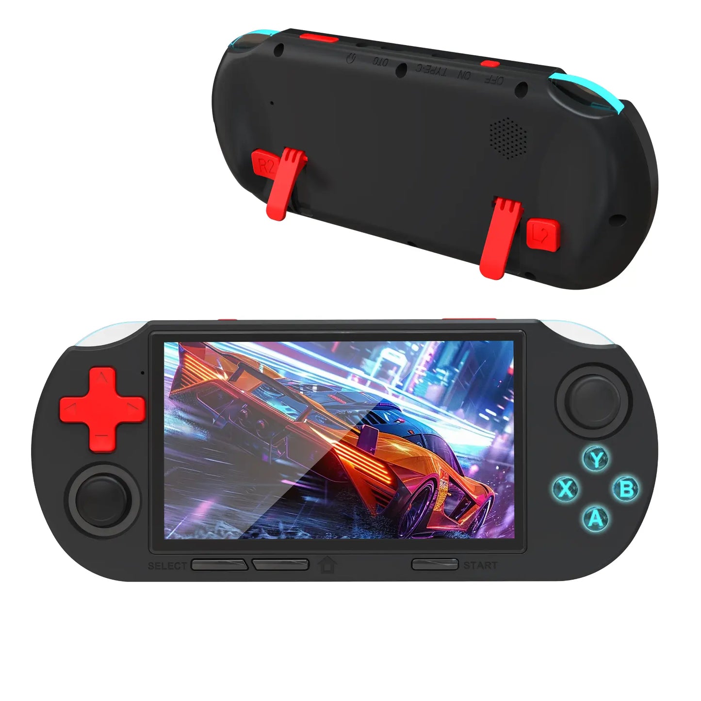 YLW ANS16 Handheld Retro Gaming Console with 4.5-Inch IPS Display, 64GB Memory, 16,000 Games, 14 Emulators, RGB Lighting, 3000mAh Battery - Portable Gaming Gift for Outdoor Fun
