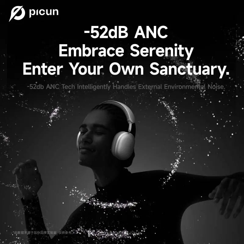 Picun F8 Pro+ Bluetooth Wireless Earbuds - Premium Audio Headphones with Detachable Ear Tips, 52dB Active Noise Cancellation, Five Intelligent ENC Microphones, and Seamless Dual-Device Pairing for Enhanced All-Day Comfort and Work Efficiency