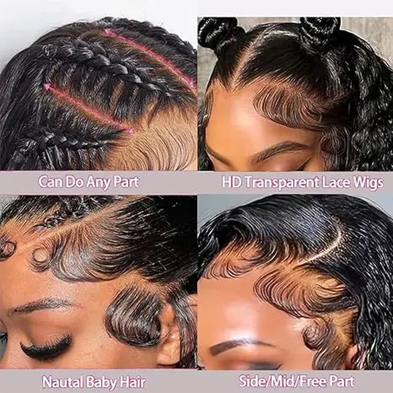 Haloqueen 34-Inch Women's Brazilian Virgin Human Hair Lace Front Wig - 13X4 Pre-Plucked Frontal with Natural Baby Hair, 200 Density Deep Wavy Wet and Wavy in Natural Color - $75.90