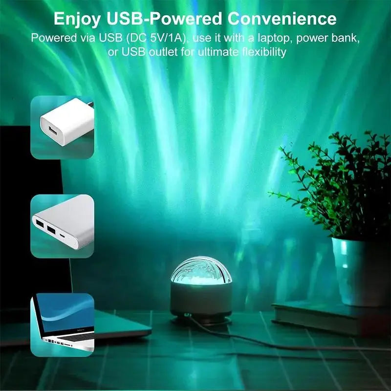 2-in-1 Aurora Borealis and Star Cloud Projector with Remote Control, USB Rechargeable Galaxy Night Lamp, Versatile Modes, Adjustable Ambient Lighting for Bedrooms, Living Rooms, Children's Rooms, Home Decor, Relaxation, Sleep, Gift Options