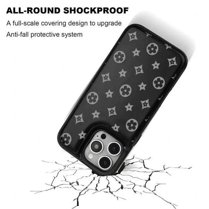 Luxury Floral Print Leather Phone Case for iPhone 17/16/15/14/13 Pro Max - Durable PU Wallet with Credit Card Holder, Shockproof and Full Protection