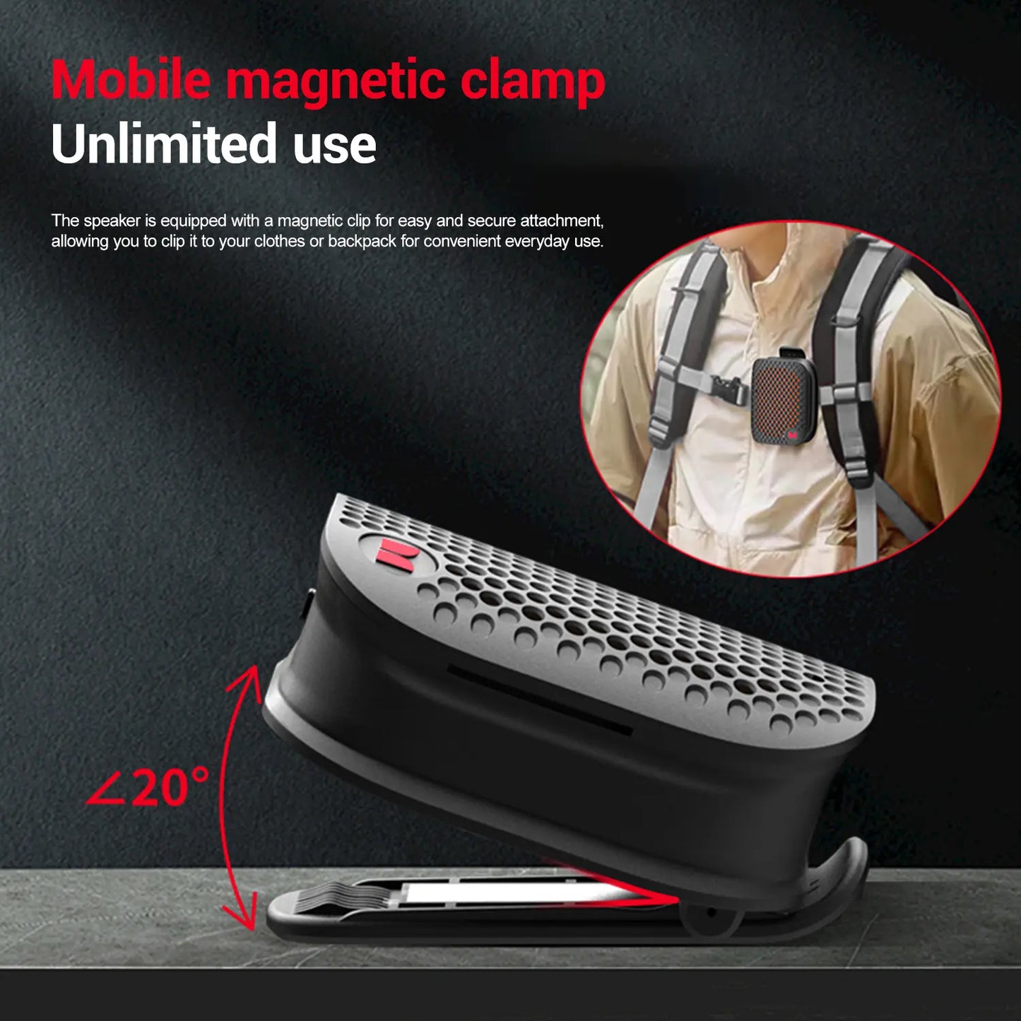 Monster M3 Portable Bluetooth Speaker - TWS Stereo Sound, IPX7 Waterproof, Magnetic Clip-On Design, Ultra-Portable 80G Wireless Speaker for Outdoor Activities, Travel, Camping, and Work