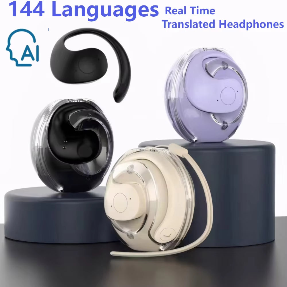 Intelligent Wireless Translation Earbuds with Real-Time Support for 144 Languages, Waterproof Design, and Smart Voice Technology