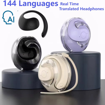 Intelligent Wireless Translation Earbuds with Real-Time Support for 144 Languages, Waterproof Design, and Smart Voice Technology